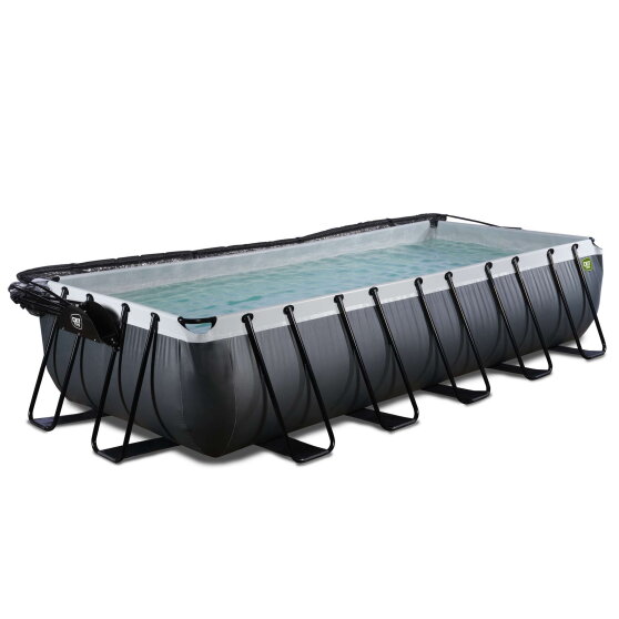 Piscina EXIT Black Leather 540x250x100cm con bomba de filtrado de arena y cúpula y bomba de calor, color negro