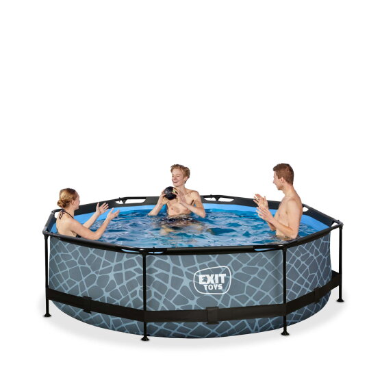 Piscina EXIT Stone &oslash;300x76cm con bomba de depuraci&oacute;n, color gris