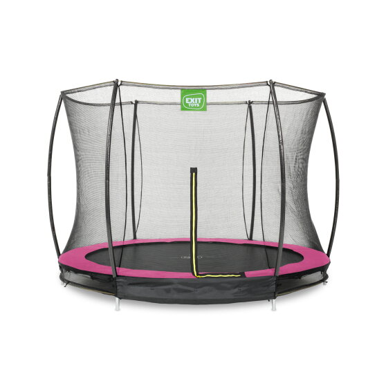 Cama elástica enterrada EXIT Silhouette ø244cm con red de seguridad, color rosa