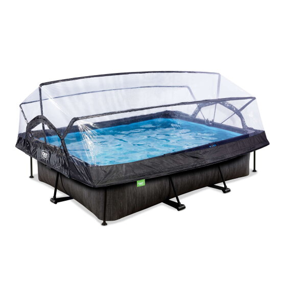 Piscina EXIT Black Wood 300x200x65cm con bomba de depuraci&oacute;n y c&uacute;pula, color negro