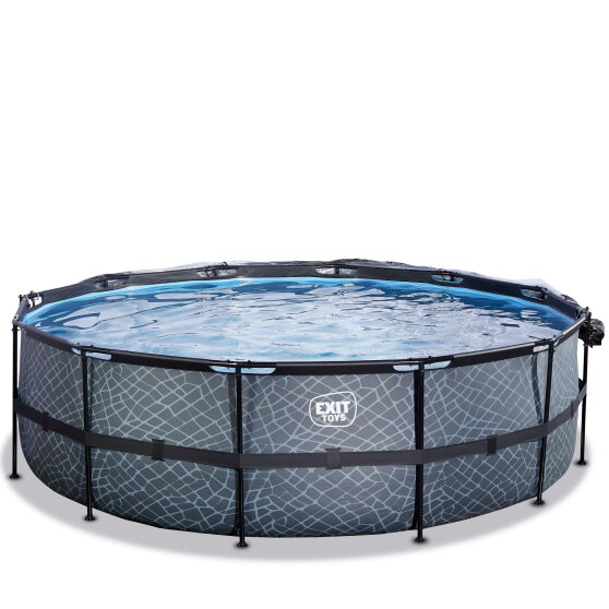 Piscina EXIT Stone &oslash;488x122cm con bomba de filtrado de arena, color gris