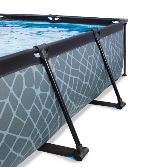 Piscina EXIT Stone 220x150x65cm con bomba de depuraci&oacute;n, color gris