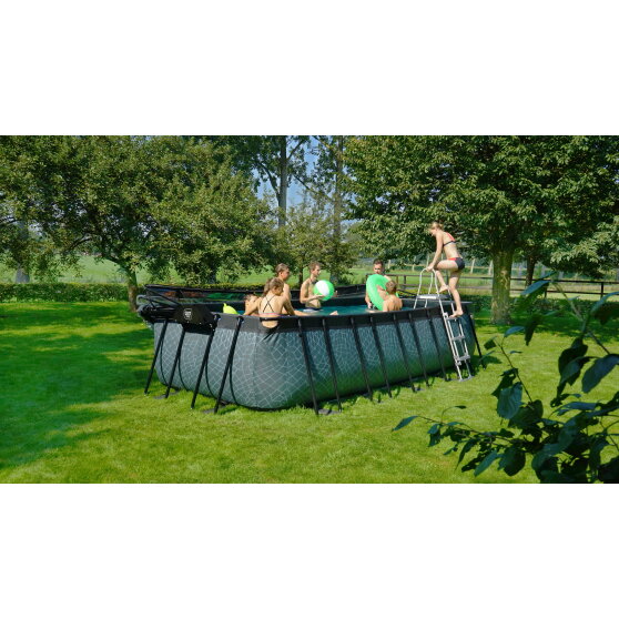 EXIT Wood pool 540x250x122cm with sand filter pump - brown