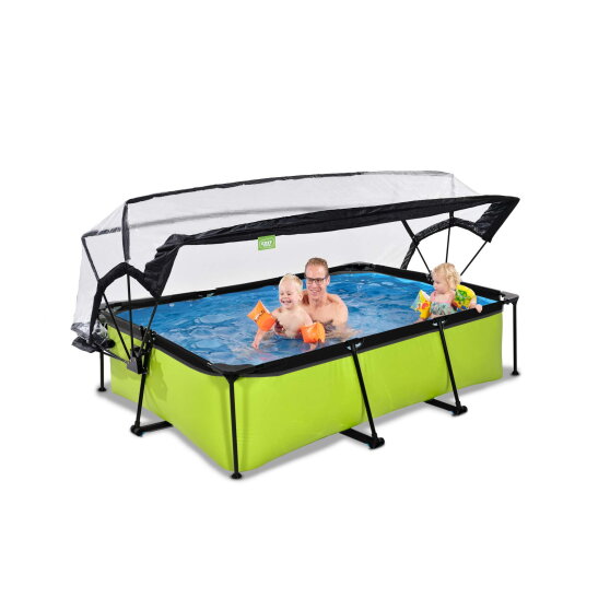 Piscina EXIT Lime 220x150x65cm con bomba de depuración y cúpula, color verde