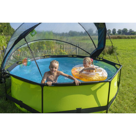 Piscina EXIT Lime &oslash;300x76cm con bomba de depuraci&oacute;n y c&uacute;pula, color verde