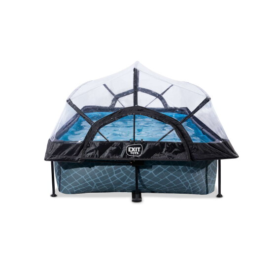 Piscina EXIT Stone 300x200x65cm con bomba de depuración y cúpula, color gris