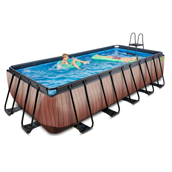 EXIT Wood pool 540x250x122cm with sand filter pump - brown
