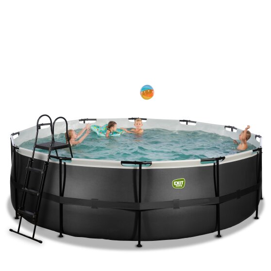 EXIT Black Leather pool ø450x122cm with filter pump - black