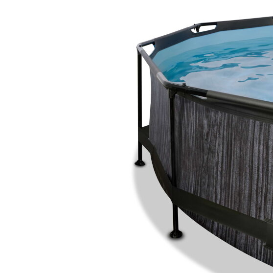 Piscina EXIT Black Wood &oslash;360x76cm con bomba de depuraci&oacute;n y c&uacute;pula, color negro