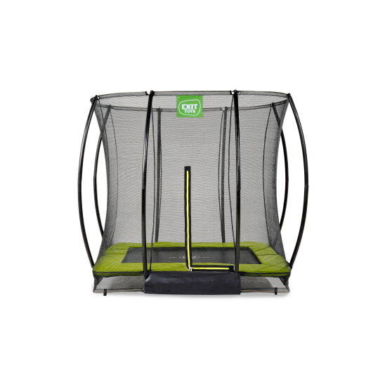Cama elástica enterrada EXIT Silhouette 153x214cm con red de seguridad, color verde