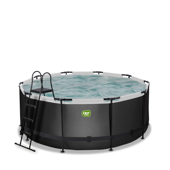 Piscina EXIT Black Leather ø360x122cm con bomba de depuración, color negro