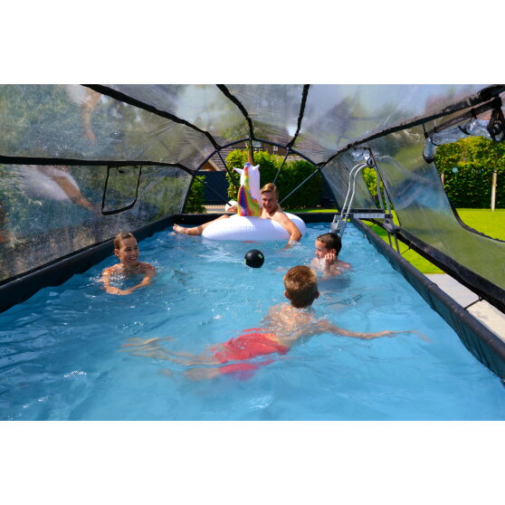 EXIT Wood pool 540x250x100cm with sand filter pump and dome - brown