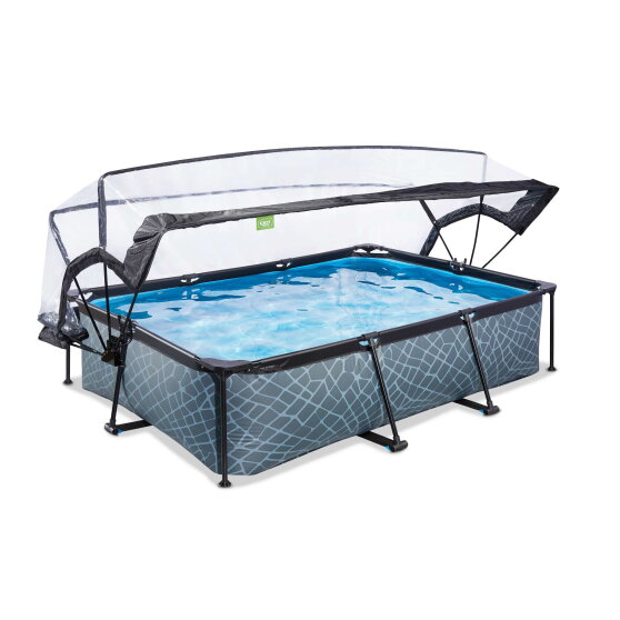Piscina EXIT Stone 300x200x65cm con bomba de depuraci&oacute;n y c&uacute;pula, color gris