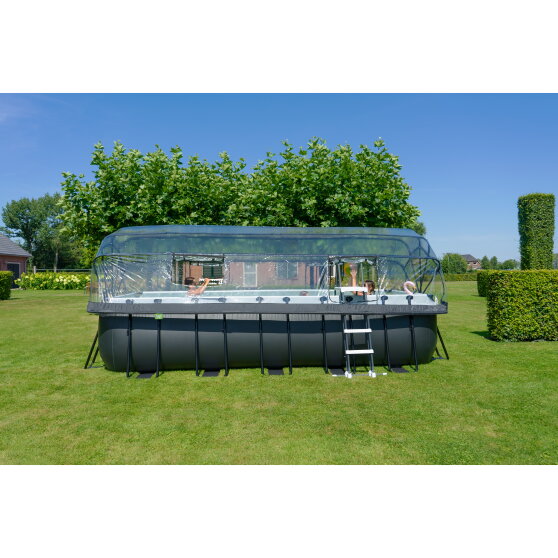 EXIT Black Leather pool 540x250x122cm with sand filter pump and dome and accessory set - black