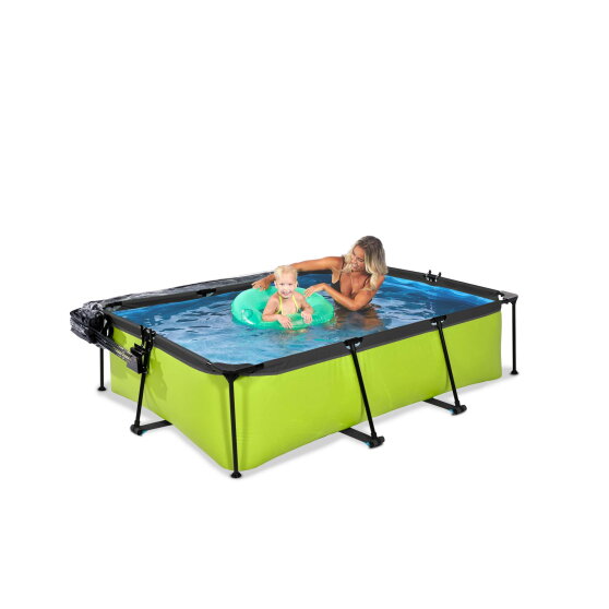 Piscina EXIT Lime 220x150x65cm con bomba de depuración y cúpula, color verde