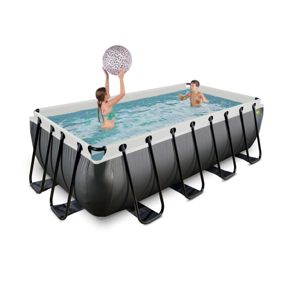 Piscina EXIT Black Leather 400x200x100cm con bomba de filtrado de arena, color negro