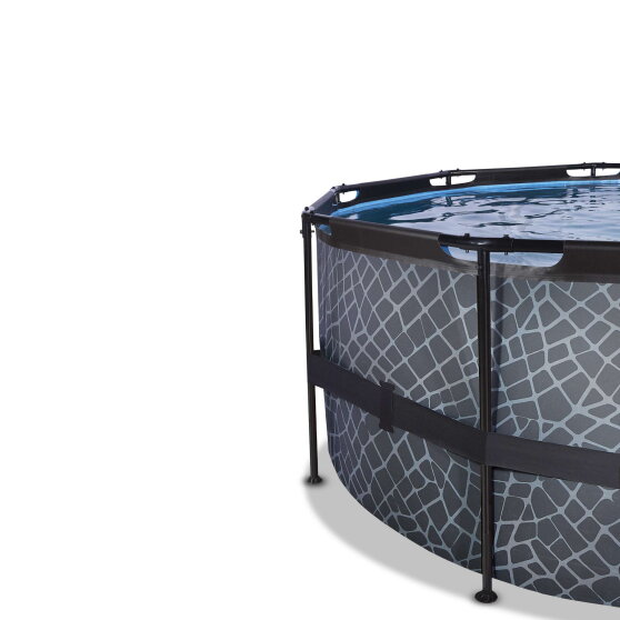 Piscina EXIT Stone ø488x122cm con bomba de depuración, color gris