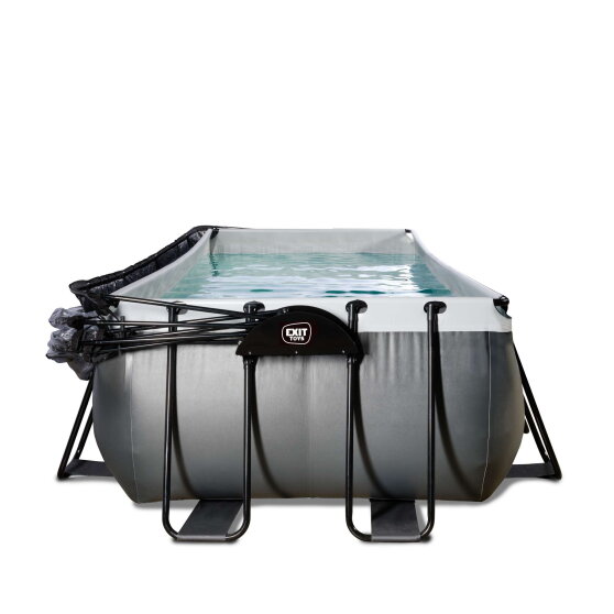 Piscina EXIT Black Leather 540x250x100cm con bomba de filtrado de arena y cúpula y bomba de calor, color negro