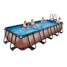 EXIT Wood pool 540x250x100cm with filter pump - brown