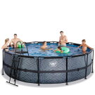 Piscina EXIT Stone ø488x122cm con bomba de depuración, color gris