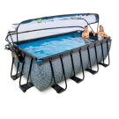 Piscina EXIT Stone 400x200x122cm con bomba de filtrado de arena y cúpula, color gris