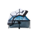 Piscina EXIT Stone 220x150x65cm con bomba de depuraci&oacute;n y c&uacute;pula, color gris