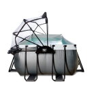 EXIT Black Leather pool 540x250x122cm with sand filter pump and dome and accessory set - black