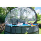 Piscina EXIT Black Leather ø488x122cm con bomba de filtrado de arena y cúpula y bomba de calor, color negro