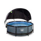 Piscina EXIT Stone &oslash;244x76cm con bomba de depuraci&oacute;n y toldo, color gris