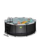 Piscina EXIT Black Leather ø360x122cm con bomba de filtrado de arena, color negro