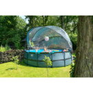 Piscina EXIT Black Leather ø488x122cm con bomba de filtrado de arena y cúpula y bomba de calor, color negro