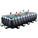 Piscina EXIT Black Leather 540x250x122cm con bomba de depuración, color negro