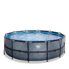 Piscina EXIT Stone ø427x122cm con bomba de filtrado de arena, color gris