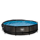 Piscina EXIT Black Wood &oslash;360x76cm con bomba de depuraci&oacute;n y toldo, color negro