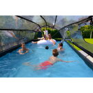 Piscina EXIT Wood 540x250x100cm con bomba de filtrado de arena y cúpula, color marrón