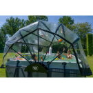 Piscina EXIT Black Leather 540x250x122cm con bomba de filtrado de arena y cúpula y set de accesorios, color negro