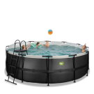 Piscina EXIT Black Leather ø427x122cm con bomba de depuración, color negro