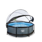 Piscina EXIT Stone &oslash;244x76cm con bomba de depuraci&oacute;n y c&uacute;pula, color gris