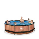 Piscina EXIT Wood &oslash;300x76cm con bomba de depuraci&oacute;n, color marr&oacute;n