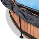Piscina EXIT Wood ø300x76cm con bomba de depuración y toldo, color marrón