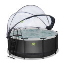 Piscina EXIT Black Leather ø360x122cm con bomba de filtrado de arena y cúpula y set de accesorios, color negro