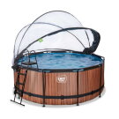 Piscina EXIT Wood ø360x122cm con bomba de filtrado de arena y cúpula, color marrón