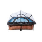 Piscina EXIT Wood 300x200x65cm con bomba de depuración y cúpula, color marrón
