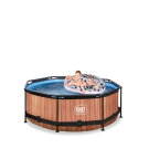 Piscina EXIT Wood ø244x76cm con bomba de depuración, color marrón