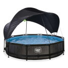 Piscina EXIT Black Wood &oslash;360x76cm con bomba de depuraci&oacute;n y toldo, color negro