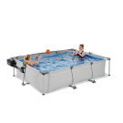 Piscina EXIT Soft Grey 300x200x65cm con bomba de depuración y cúpula, color gris