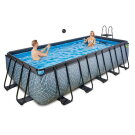 Piscina EXIT Stone 540x250x122cm con bomba de filtrado de arena, color gris