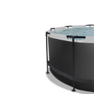 Piscina EXIT Black Leather ø360x122cm con bomba de filtrado de arena y cúpula y set de accesorios, color negro