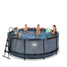 Piscina EXIT Stone ø360x122cm con bomba de filtrado de arena, color gris