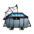 Piscina EXIT Stone 400x200x100cm con bomba de filtrado de arena y cúpula, color gris